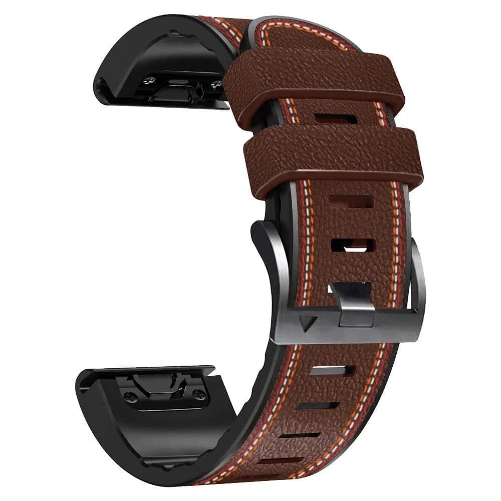 Abanen Quick Fit 26mm Watch Band for Garmin Fenix 7X/6X/5X, Fiber Leather with Silicone Lining, 150mm-200mm Wrist Size | USA-Sourced Import — Coffee