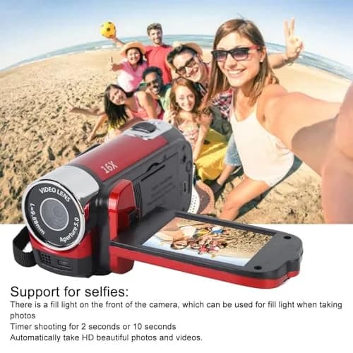 Yoidesu Red Camcorder 1080p HD Video Camera | 16MP 16X Zoom Digital Video Recorder thumbnail 3