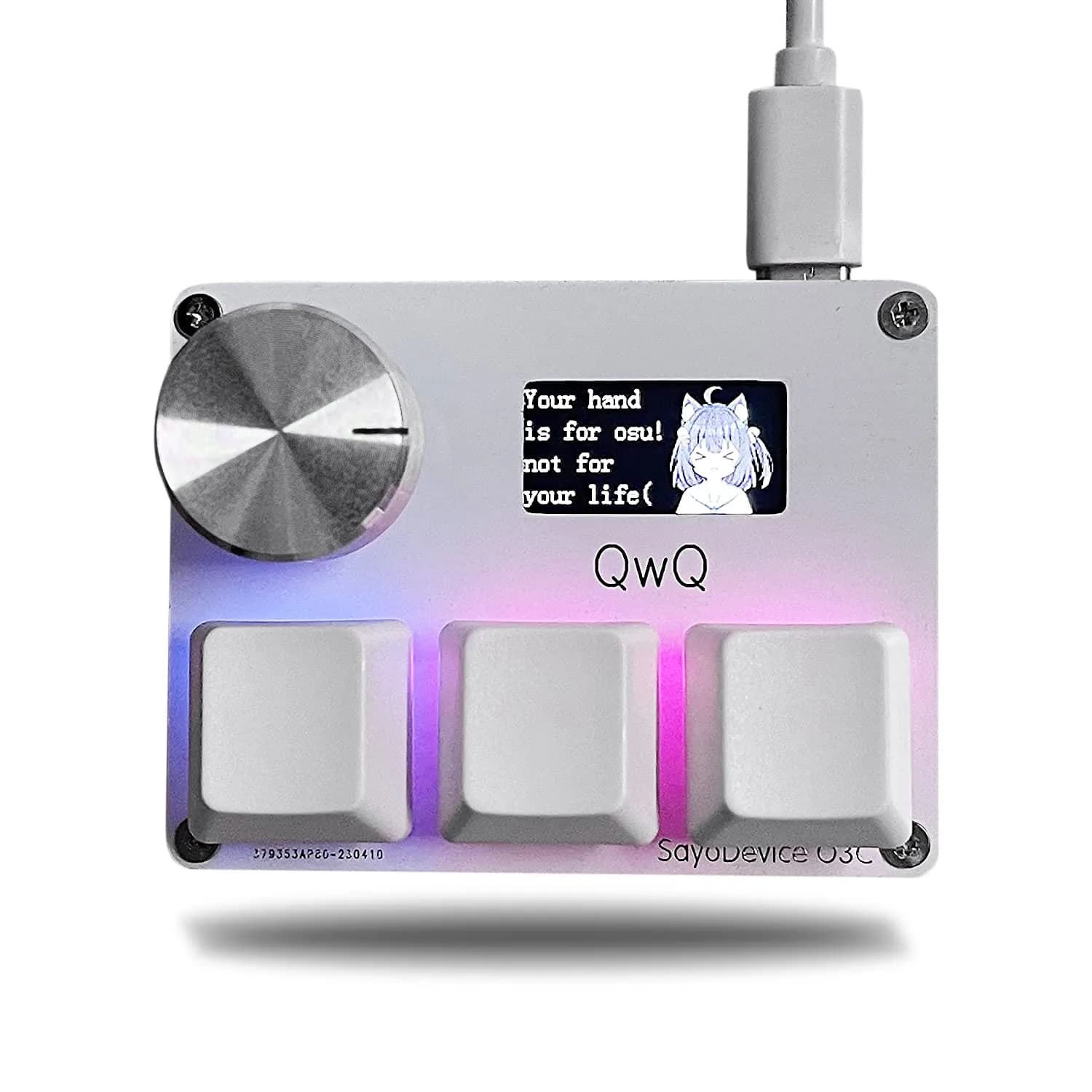 BTXETUEL O3C OSU SayoDevice Rapid Trigger Keyboard with Screen & Knob, 8000Hz, White
