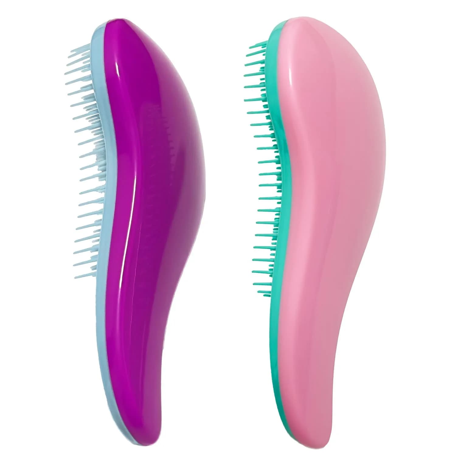 WYNK Hair Brush Detangler 2 Pack | No Pain Tangle-Free for All Hair Types — Pink&Purple / (Mini)