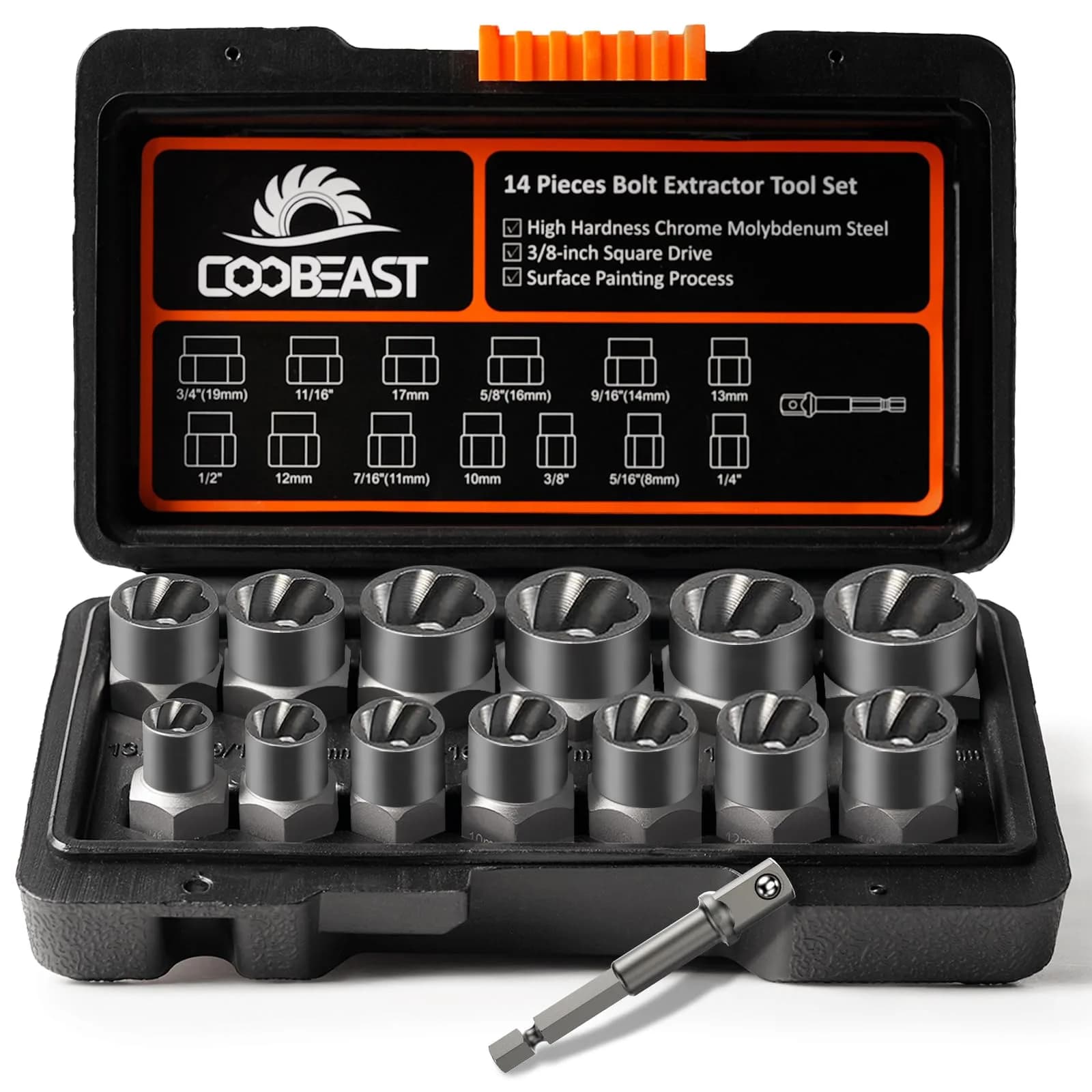 coobeast 35 Pcs Screw Extractor Set,Left Hand Drill Bits Set Screw Extractor Kit | Versatile, Sharp & Durable for Home & Mechanical Use — Black / 14 PCS