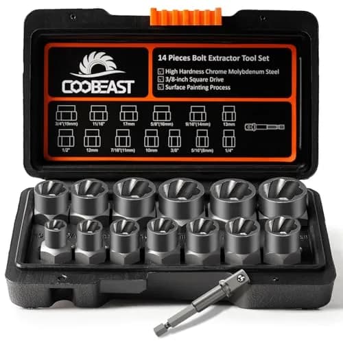 coobeast Bolt Extractor Kit 13Pcs Heavy Duty Impact & Nut Remover in Black (14 PCS) | Durable, Easy Out for Damaged Bolts thumbnail 1