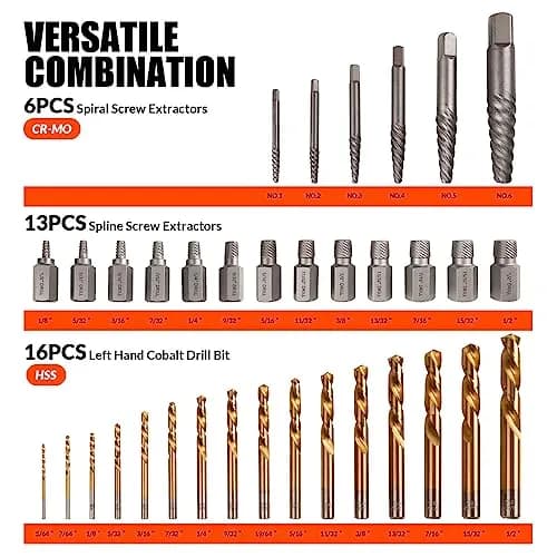 coobeast 35 Pcs Screw Extractor Set,Left Hand Drill Bits Set Screw Extractor Kit | Versatile, Sharp & Durable for Home & Mechanical Use thumbnail 2