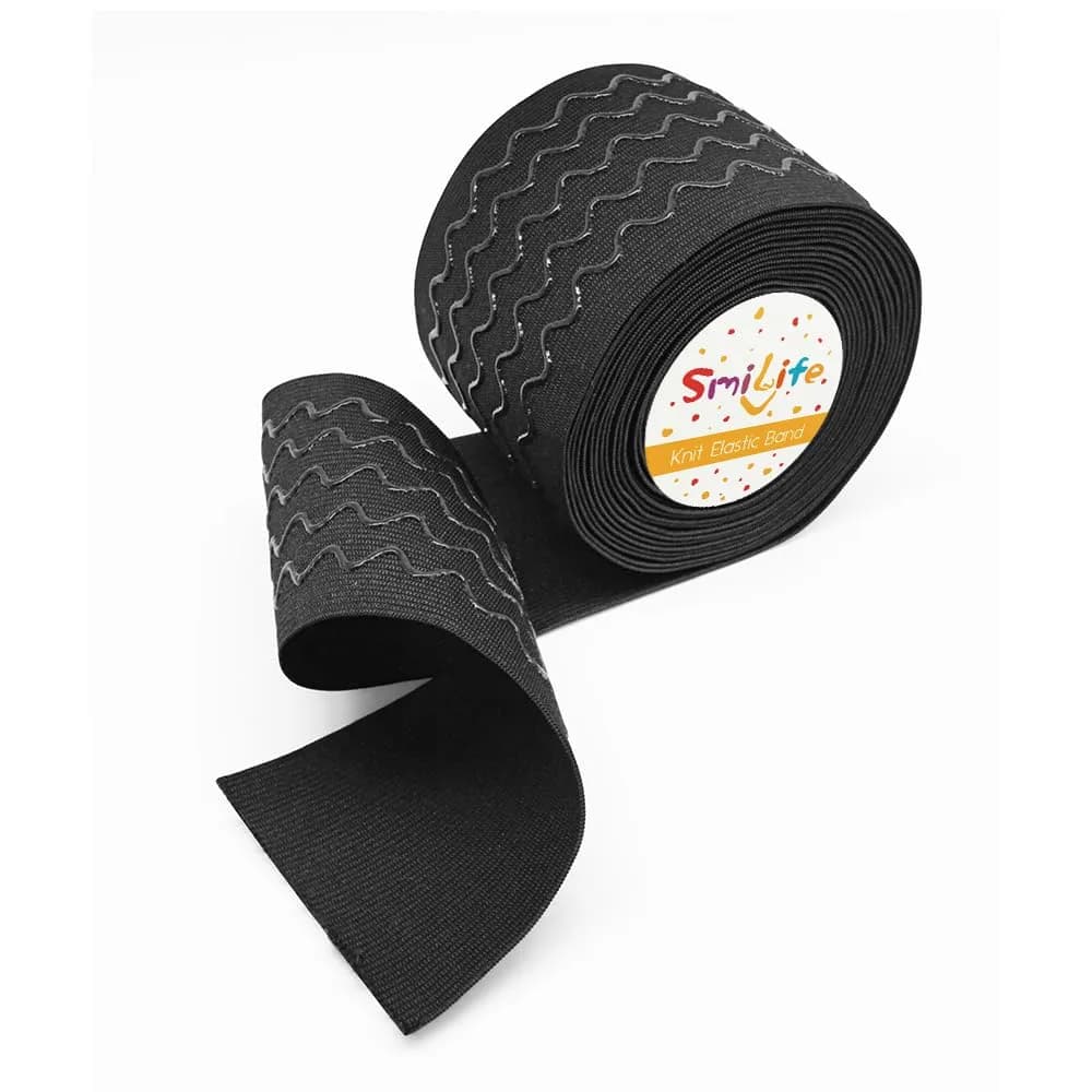 SmiLife Silicone Gripper Elastic for Clothing, Black, 1.1 in x 12 yd | Slip-Resistant, Durable, Customizable — Black / 3.15 Inches x 6 Yards