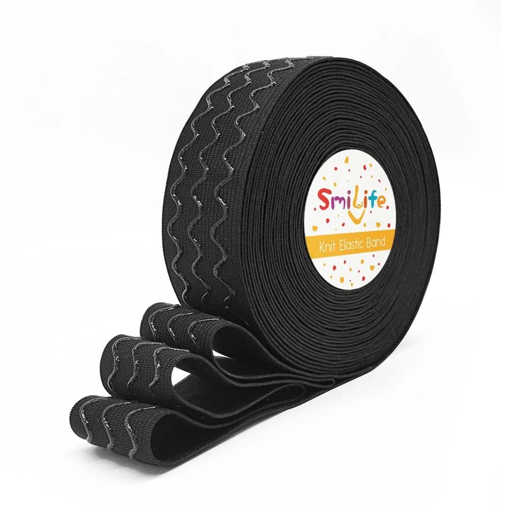 SmiLife Silicone Gripper Elastic for Clothing, Black, 1.1 in x 12 yd | Slip-Resistant, Durable, Customizable — Black / 1.5 Inches x 12 Yards