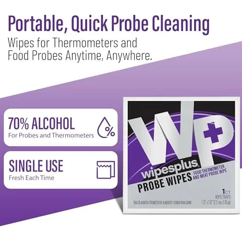 WIPESPLUS Thermometer Probe Wipes 1000 Count (10 Packs of 100) | 70% Isopropyl Alcohol for Food Safety thumbnail 4