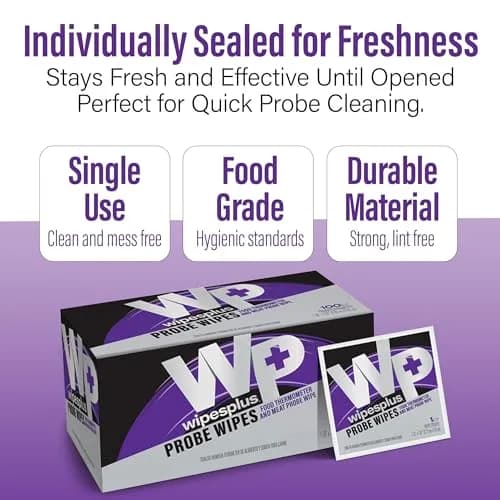 WIPESPLUS Thermometer Probe Wipes 1000 Count (10 Packs of 100) | 70% Isopropyl Alcohol for Food Safety thumbnail 6