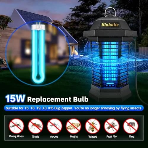 Klahaite Replacement Light Bulb Bug Zapper 15W | Easy to Install, UV Attraction for Mosquitoes thumbnail 2