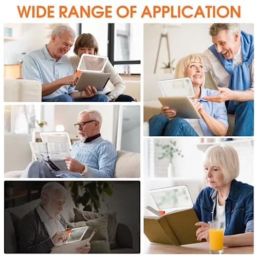 Viimnss Large Magnifying Glass with Light | Full Page 48 LED, Foldable Handle, Seniors Low Vision Reading thumbnail 3