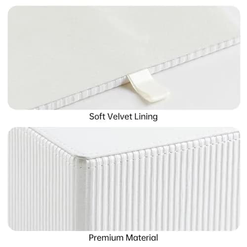 Cretkhp PU Leather Square Tissue Box Cover Ivory | Modern Bedroom & Bathroom Accessory thumbnail 4