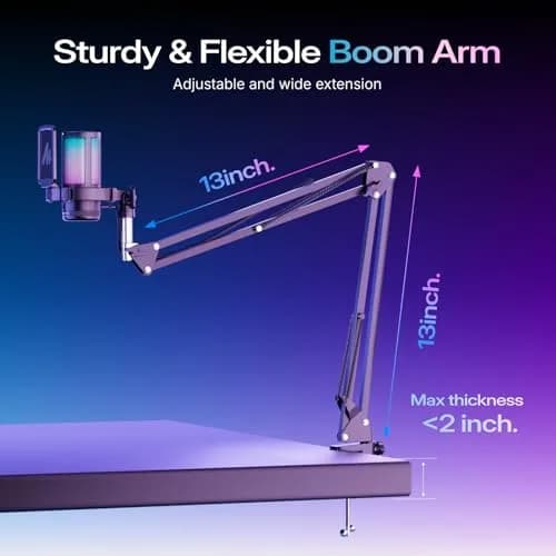 MAONO DGM20S USB Gaming Microphone for PC, Noise Reduction Condenser Mic | RGB Lighting & One-Tap Mute thumbnail 7