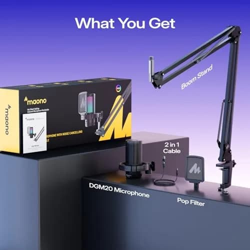MAONO DGM20S USB Gaming Microphone for PC, Noise Reduction Condenser Mic | RGB Lighting & One-Tap Mute thumbnail 8