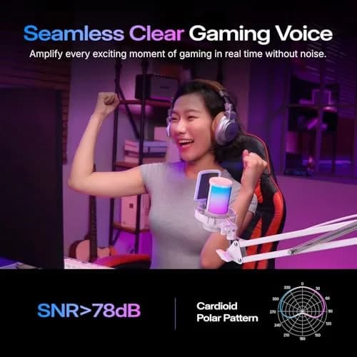 MAONO DGM20S USB Microphone for PC with Clear Voice & Noise Reduction | RGB Lighting, Plug & Play, Noise Cancellation thumbnail 4