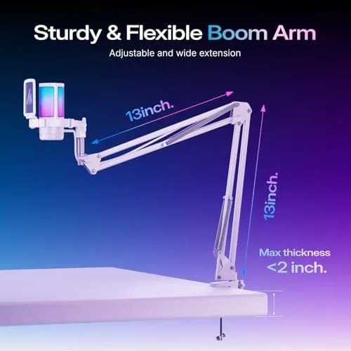 MAONO DGM20S USB Microphone for PC with Clear Voice & Noise Reduction | RGB Lighting, Plug & Play, Noise Cancellation thumbnail 8