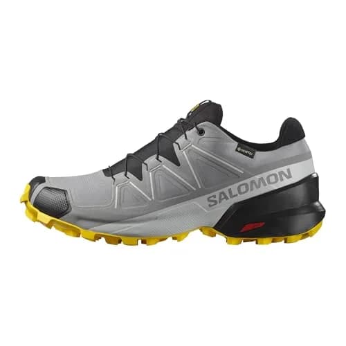 Salomon Men’s Speedcross GTX Waterproof Trail Running Shoes - Sharkskin/Black/Lemon - 11.5 Medium thumbnail 1