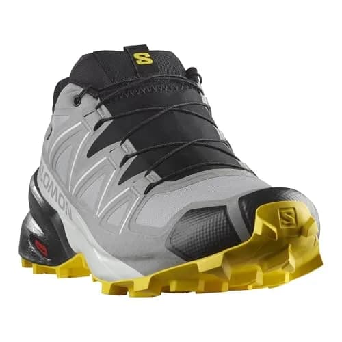 Salomon Men’s Speedcross GTX Waterproof Trail Running Shoes - Sharkskin/Black/Lemon - 11.5 Medium thumbnail 5