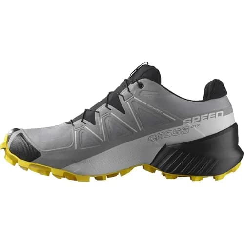 Salomon Men’s Speedcross GTX Waterproof Trail Running Shoes - Sharkskin/Black/Lemon - 11.5 Medium thumbnail 8