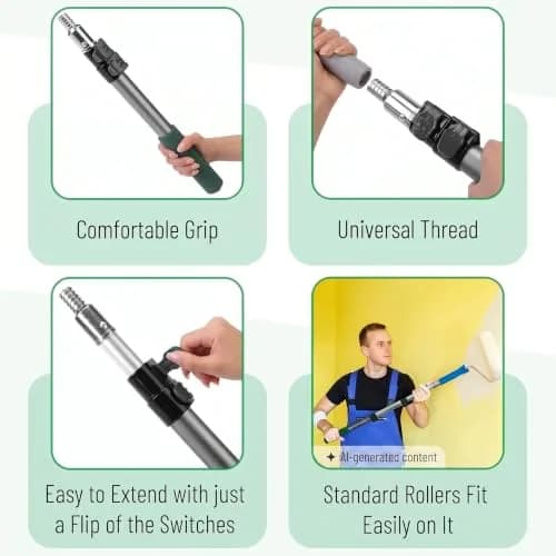 Bates Choice Telescopic Extension Pole, 3 Ft, Aluminum Alloy, Multi-Purpose for Painting, Dusting & Cleaning thumbnail 3