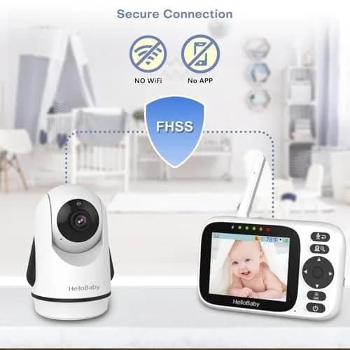 HelloBaby Baby Monitor 2 Cameras No WiFi with 3.2 Inch Screen | Remote PTZ, 1000ft Range, 2-Way Talk thumbnail 6