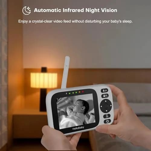 HelloBaby Baby Monitor 2 Cameras No WiFi with 3.2 Inch Screen | Remote PTZ, 1000ft Range, 2-Way Talk thumbnail 3
