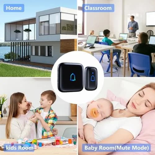 LeadGo Wireless Doorbell Loud Classroom Doorbell IP66 Waterproof 1000Ft 66 Chimes 115dB 7-Level Vol Electric Door Bell Ringer for Home Office Kids & Hearing-Impaired | IP66 Waterproof, 1000Ft Range thumbnail 7