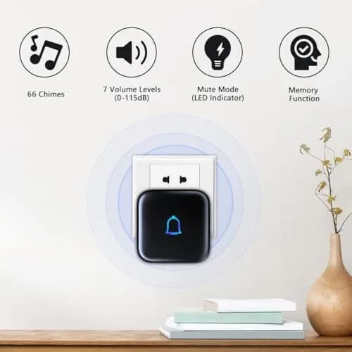 LeadGo Wireless Doorbell Loud Classroom Doorbell IP66 Waterproof 1000Ft 66 Chimes 115dB 7-Level Vol Electric Door Bell Ringer for Home Office Kids & Hearing-Impaired | IP66 Waterproof, 1000Ft Range thumbnail 2