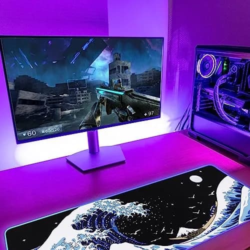 MEWOOCUE RGB LED Gaming Mouse Pad Large Sea Wave XL XXL 80cm x 30cm (31.5" x 11.9") | Smooth Control Surface thumbnail 4