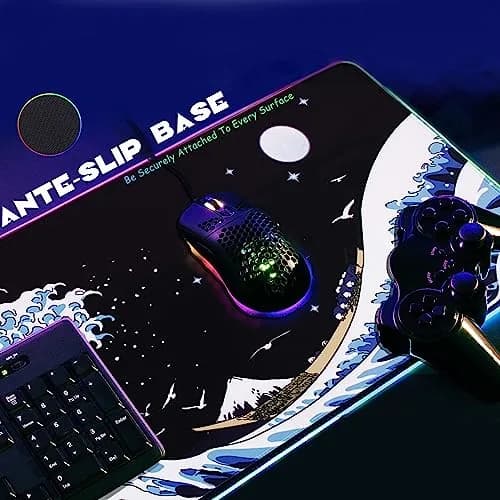 MEWOOCUE RGB LED Gaming Mouse Pad Large Sea Wave XL XXL 80cm x 30cm (31.5" x 11.9") | Smooth Control Surface thumbnail 6