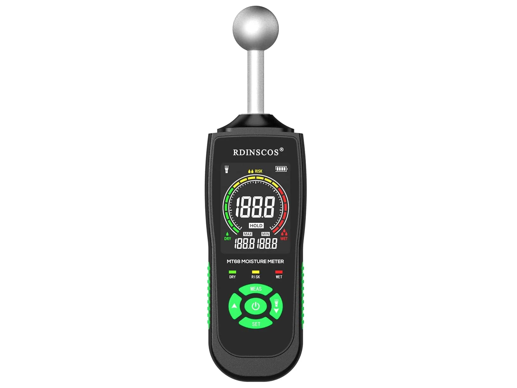 RDINSCOS Pinless Moisture Meter for Wood & Wall, 160g (5.6oz) | Non-Invasive Digital Moisture Tester for Building Materials — Ball_colors