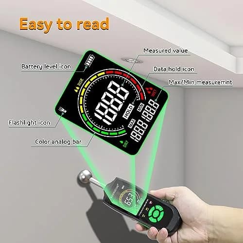 RDINSCOS Ball Probe Moisture Meter with LED Flashlight | Detects Hidden Moisture in Drywall, Wood, Concrete (18cm Length) thumbnail 8