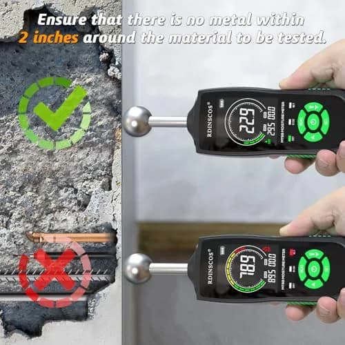 RDINSCOS Ball Probe Moisture Meter with LED Flashlight | Detects Hidden Moisture in Drywall, Wood, Concrete (18cm Length) thumbnail 2