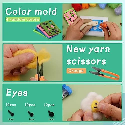 Mayboos Needle Felting Kit, Wool Roving 20 Colors Set | Complete DIY Craft Kit for Wool Art thumbnail 6