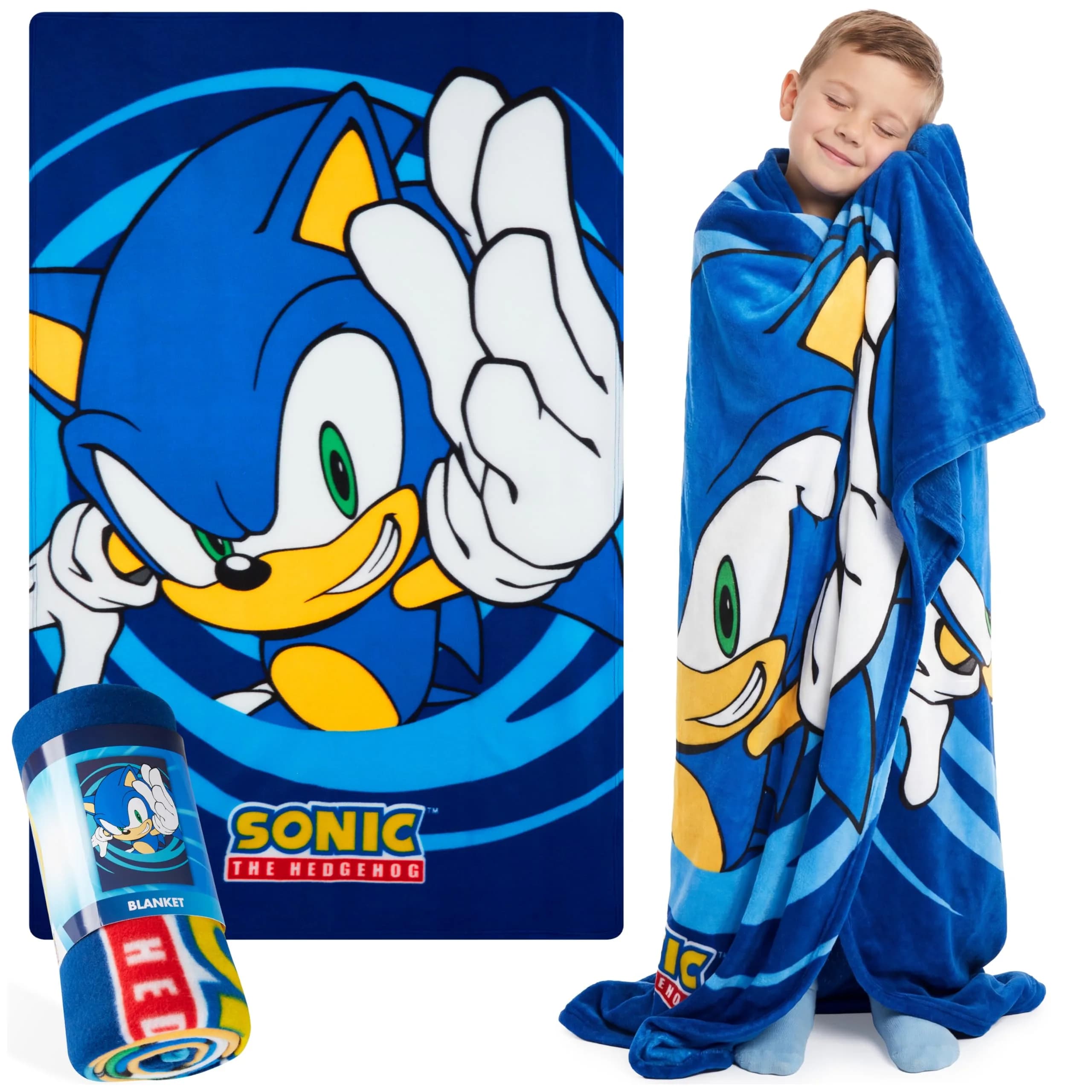 Get Trend Sonic The Hedgehog Throw Blanket for Kids, 100x150 cm (39x59 in) | Soft Warm Vibrant Fleece for Couch, Bed, Travel - main product image