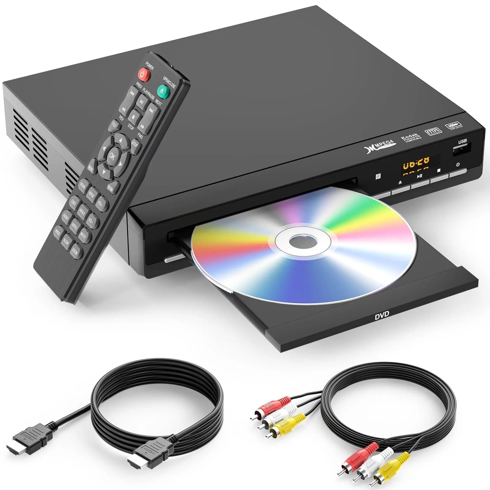 WSJSYH Region-Free DVD Player with HDMI 1080P Upscaling | Plays All Regions & Formats, USB Input