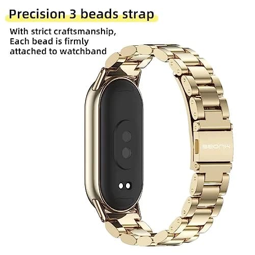 MIJOBS Stainless Steel Strap for Xiaomi Mi Band 8/9/10 | Breathable, Beads Style, Premium Material thumbnail 4