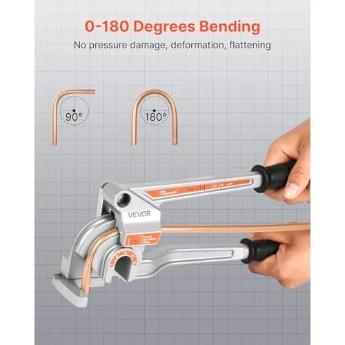 VEVOR 3-in-1 Pipe Tube Bender 1/4" 3/8" 1/2" OD | Bends 0-180° for Copper Aluminum Pipes thumbnail 4