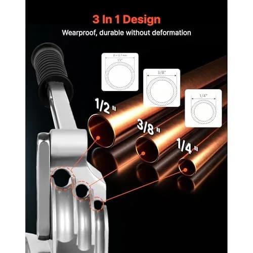VEVOR 3-in-1 Pipe Tube Bender 1/4" 3/8" 1/2" OD | Bends 0-180° for Copper Aluminum Pipes thumbnail 3