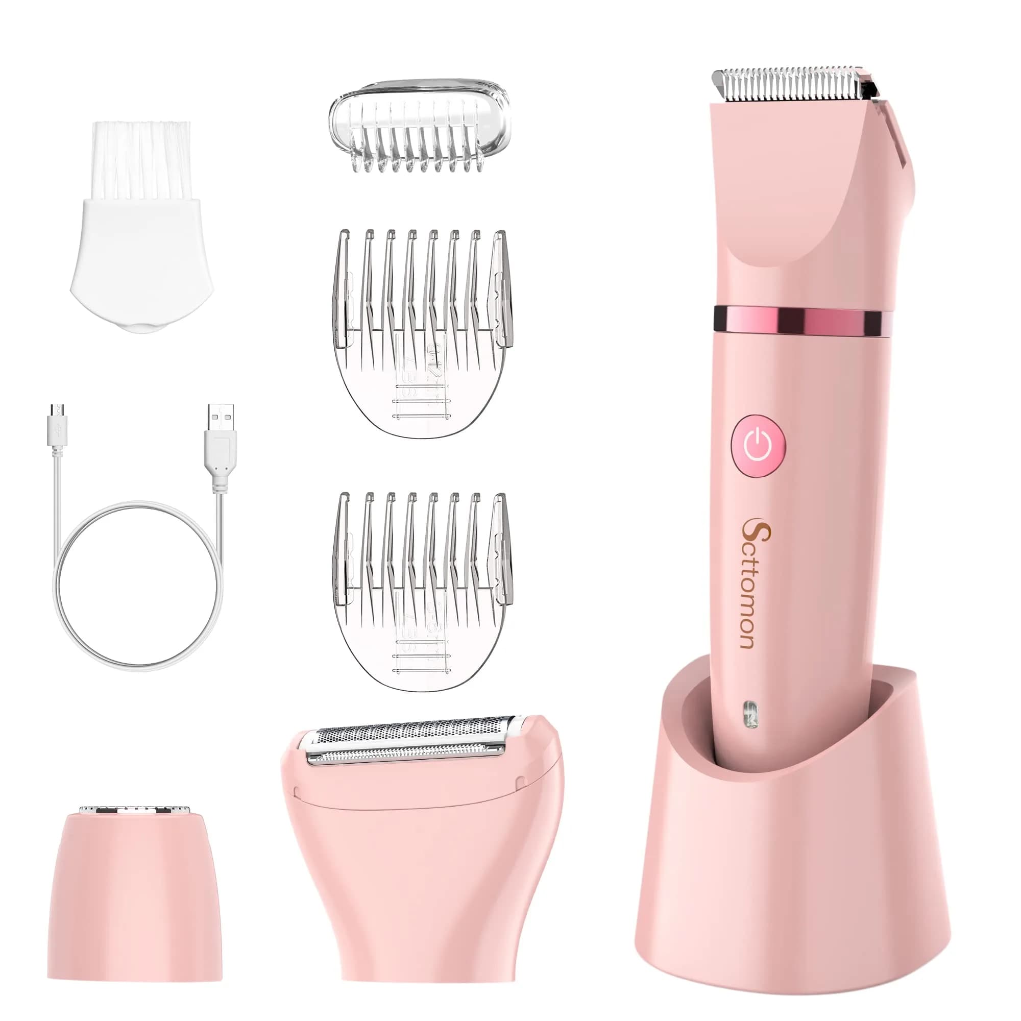 Scttomon Electric Lady Shaver for Women - Painless Razor, Bikini Trimmer, Facial Hair Removal, Body Trimmer for Face, Legs, Underarm, Pubic - Wet and Dry 3 in 1 - main product image