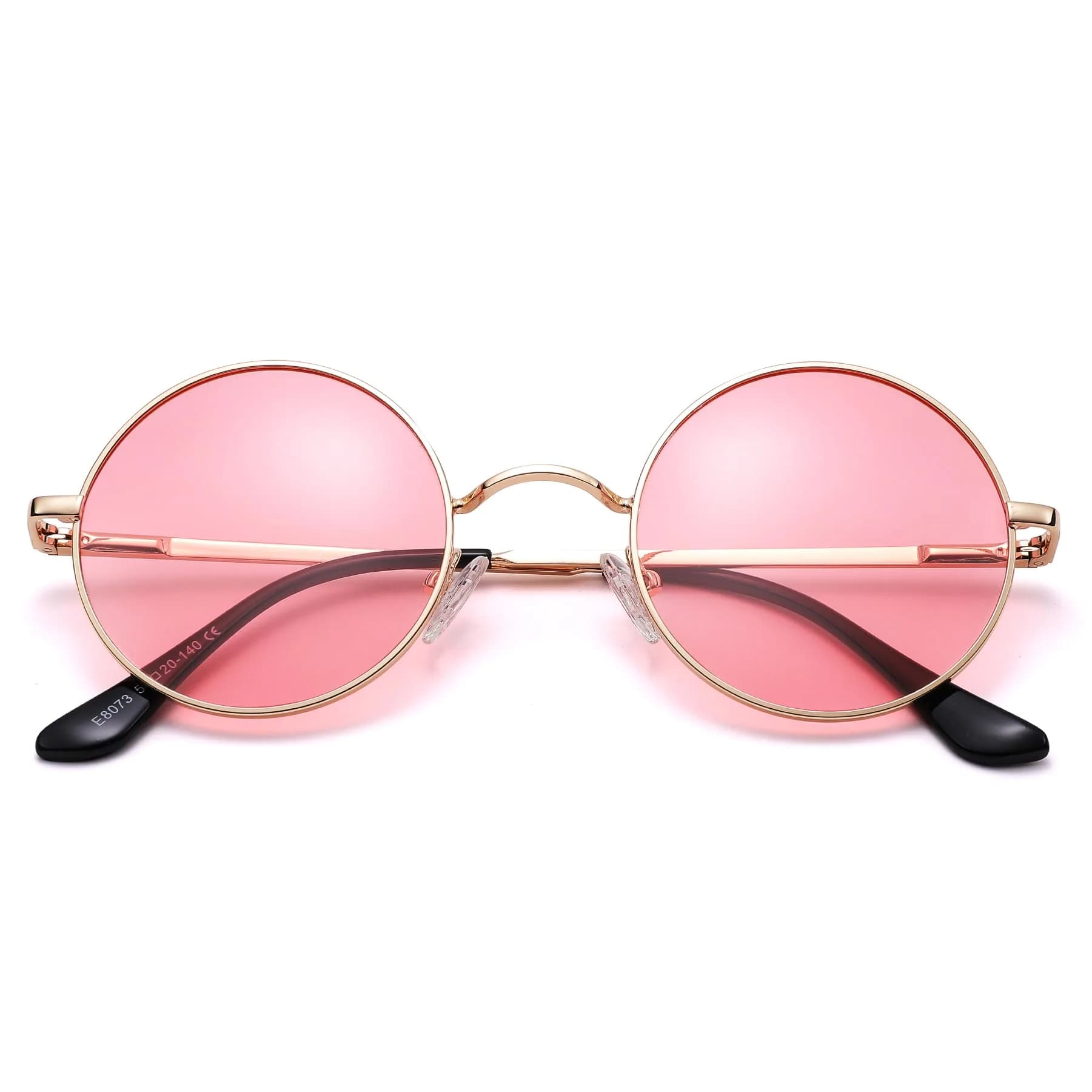 Pro Acme Small Round Sunglasses: Gold Frame with Transparent Pink Lens, Polarized UV400