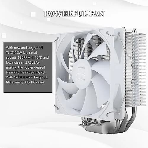 Thermalright Assassin X 120 SE White CPU Air Cooler, 148mm Height | 4 Heat Pipes, TL-C12CW PWM Fan, S-FDB Bearing, AM4/AM5, Intel LGA1700/1851 thumbnail 4