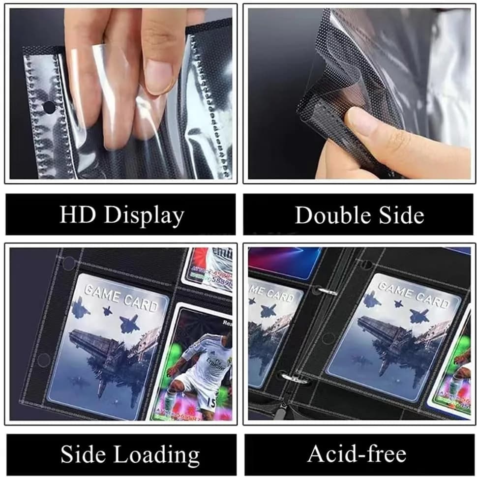 superaimi 1800 Pockets Trading Card Sleeves Pages, Double-Sided Binder Sheets 2.5" x 3.5" | Acid-Free Polypropylene thumbnail 2