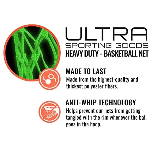 Ultra Sporting Goods Heavy Duty Basketball Net Replacement | All Weather Anti Whip, Fits Standard Rims (21"/12 Loops) thumbnail 6