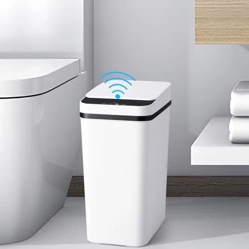 Anborry White Touchless Trash Can 4 Gallon | Infrared Sensor, Sealed Lid for Bathroom & Kitchen thumbnail 1
