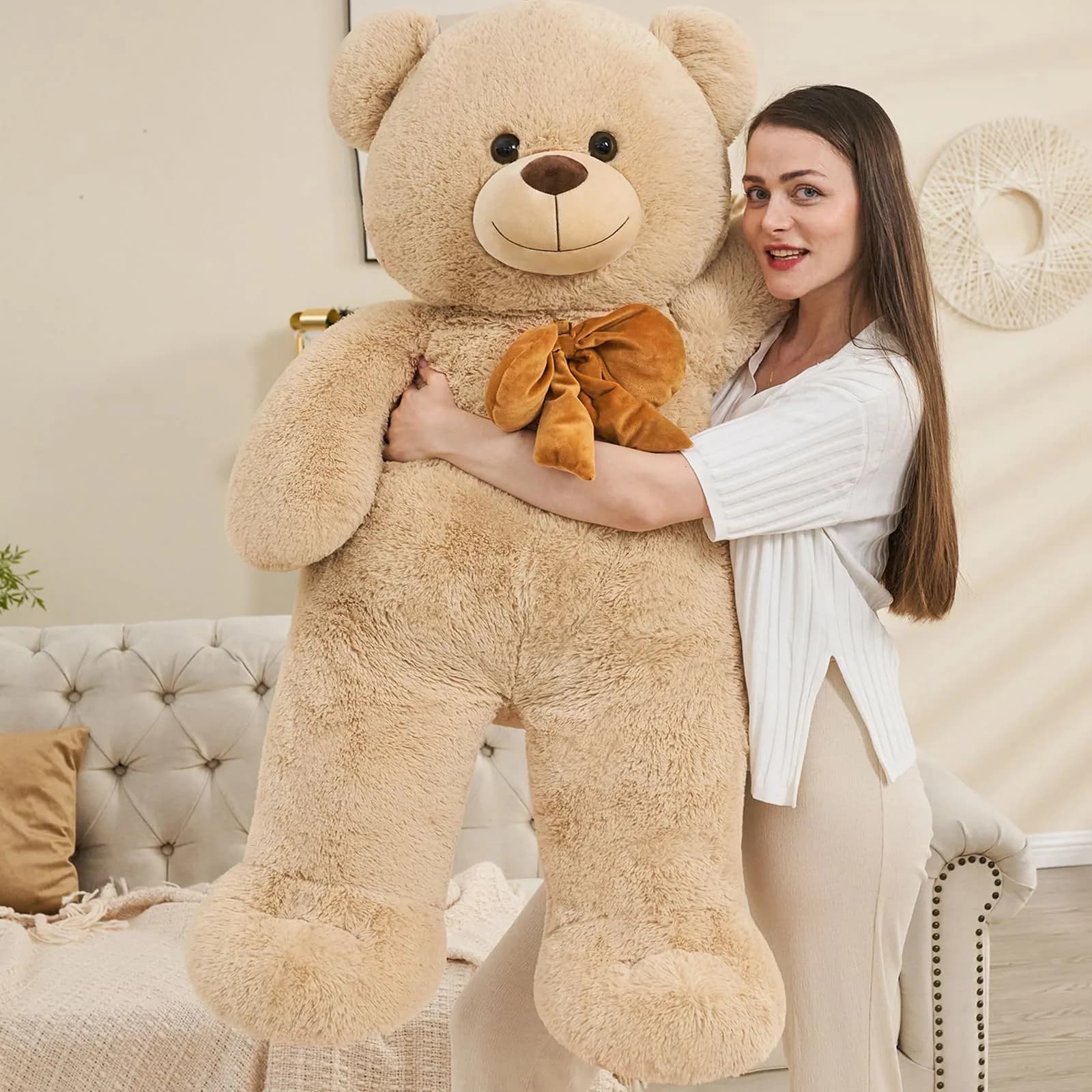 Tezituor Giant Teddy Bear 5 Feet (150 cm / 59 Inch) Pink | Soft, Huggable, Safe for Kids — Brown / 47 Inch
