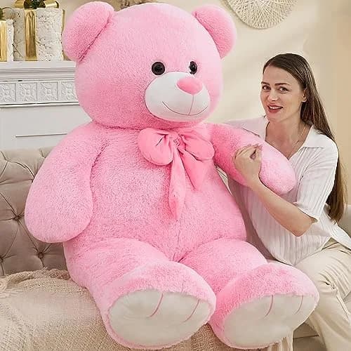 Tezituor Giant Teddy Bear 5 Feet (150 cm / 59 Inch) Pink | Soft, Huggable, Safe for Kids thumbnail 1