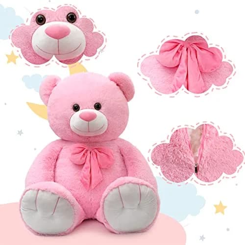 Tezituor Giant Teddy Bear 5 Feet (150 cm / 59 Inch) Pink | Soft, Huggable, Safe for Kids thumbnail 4