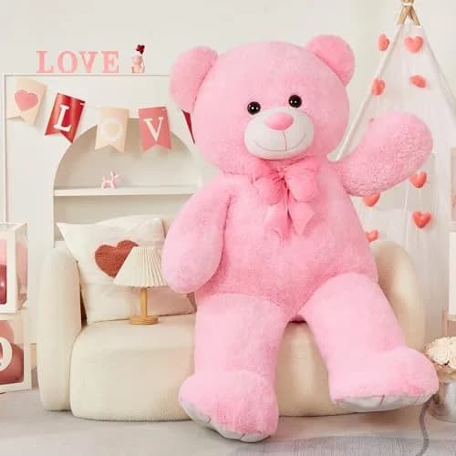 Tezituor Giant Teddy Bear 5 Feet (150 cm / 59 Inch) Pink | Soft, Huggable, Safe for Kids thumbnail 2
