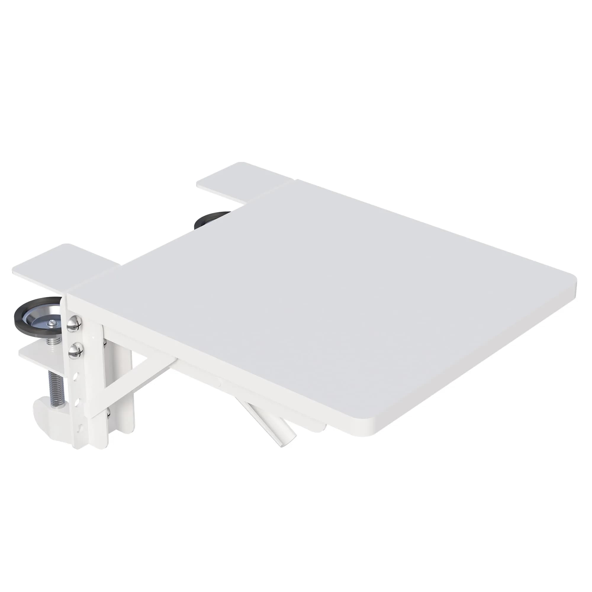 BONTEC Ergonomic Desk Extender Tray 9.5"x9.1" (24cmx23cm) Black | Clamp-on Keyboard and Mouse Shelf for Enhanced Workspace — White