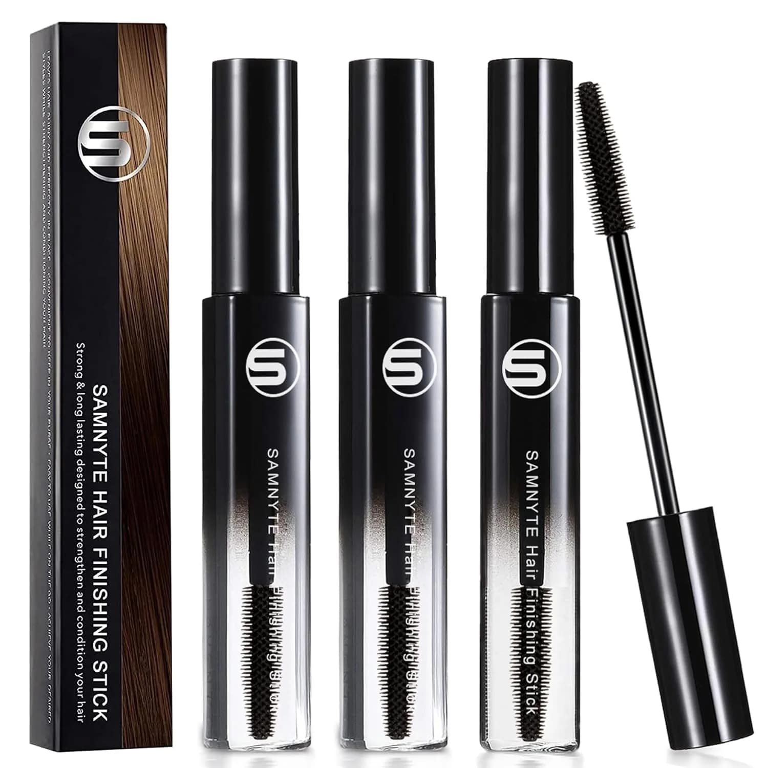 Samnyte Hair Finishing Stick 2 Pack - 36ml (1.4 Fl Oz) | Tames Flyaways & Baby Hairs — Black / 0.