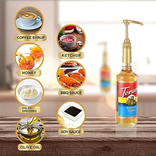 Kinfira 6 Pcs Coffee Syrup Pump Dispenser - Premium Skinny Syrup Pumps Fit for 25.4oz Torani Davinci Bottles (Gold) | Precise Portion & Mess-Free thumbnail 5